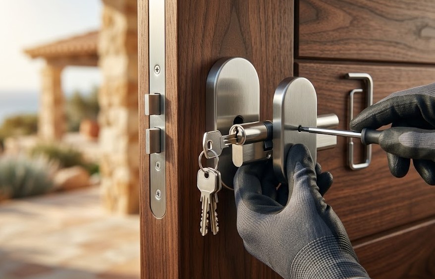 Instalación de cerradura premium en puerta de chalet en Calella de Palafrugell