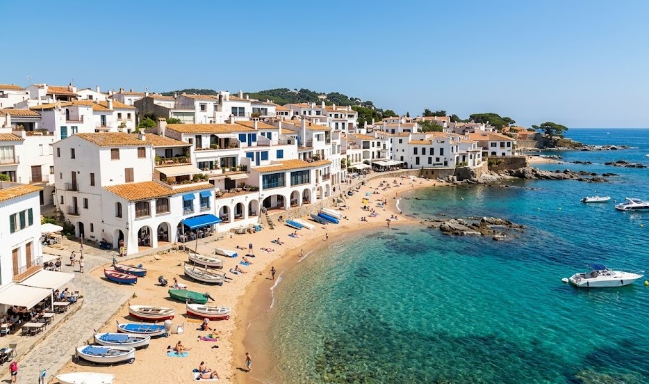 Vista de la playa de Port Bo en Calella de Palafrugell